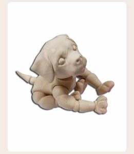 Solid Wood Movable Joint Dog, Beech Wood, Sitting Pose, Flexible Joints