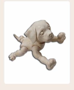 Solid Wood Movable Joint Dog, Beech Wood, Jumping Pose, Flexible Joints