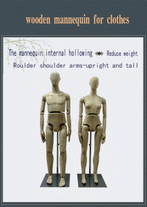 Wooden Mannequin for Clothes, Male and Female Set, Rubber Wood Material, Internal Hollowing Design, Upright Shoulder-Arm Posture, Lightweight for Retail Display