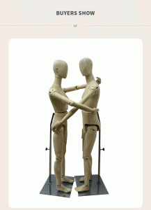 Male & Female Rubber Wood Mannequins, Buyers Show, Dynamic Posing, Stable Metal Base