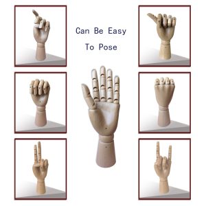 Articulated Wooden Hand - Open Palm (Female), Natural Beech Wood, Flexible Posing Capability, European Beech Wood