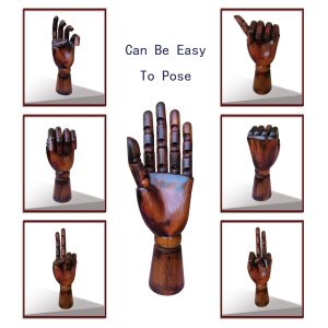 Articulated Wooden Hand - Open Palm (Female), Vintage Style, Natural Beech Wood, Flexible Posing Capability, Antique Finish