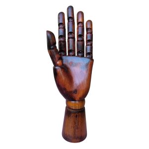 Articulated Wooden Hand - Open Palm (Female), Vintage Style, Natural Beech Wood, Antique Finish Main Product Image