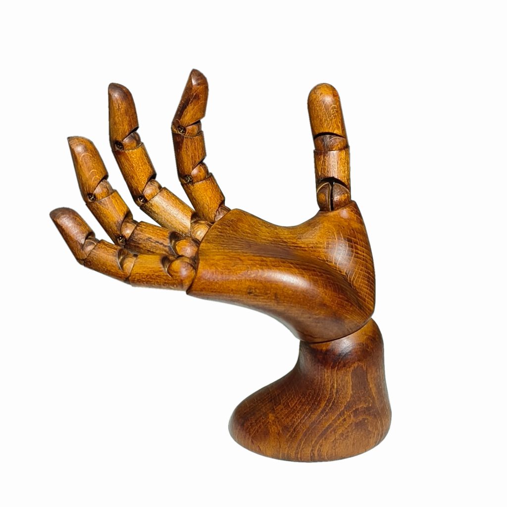 Articulated Wooden Hand - Open Palm (Female), Vintage Style, European Beech Wood
