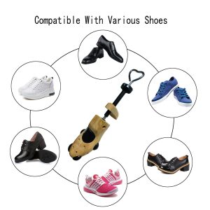 Rubber Wood Shoe Stretcher Compatibility Chart, Showing It Works with Dress Shoes, Sneakers, Boots, and Other Footwear Types