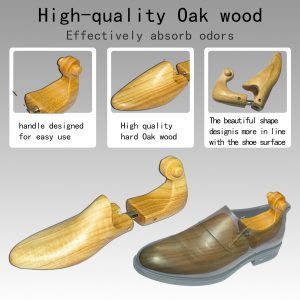 Oak Wood Shoe Tree - Adjustable Handle Design, Easy to Insert and Remove