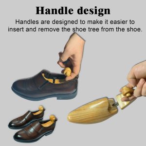Oak Wood Shoe Tree - Easy Insertion and Removal with Handle Design