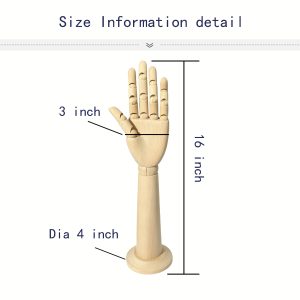 Beech Wood Articulated Hand with Base Size Detail