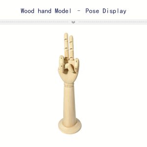 Beech Wood Articulated Hand with Base – Peace Sign Pose