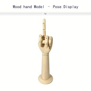 Beech Wood Articulated Hand with Base – Middle Finger Pose