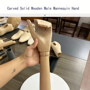 Solid carved wooden male mannequin hand, hand model for handbag display, customizable