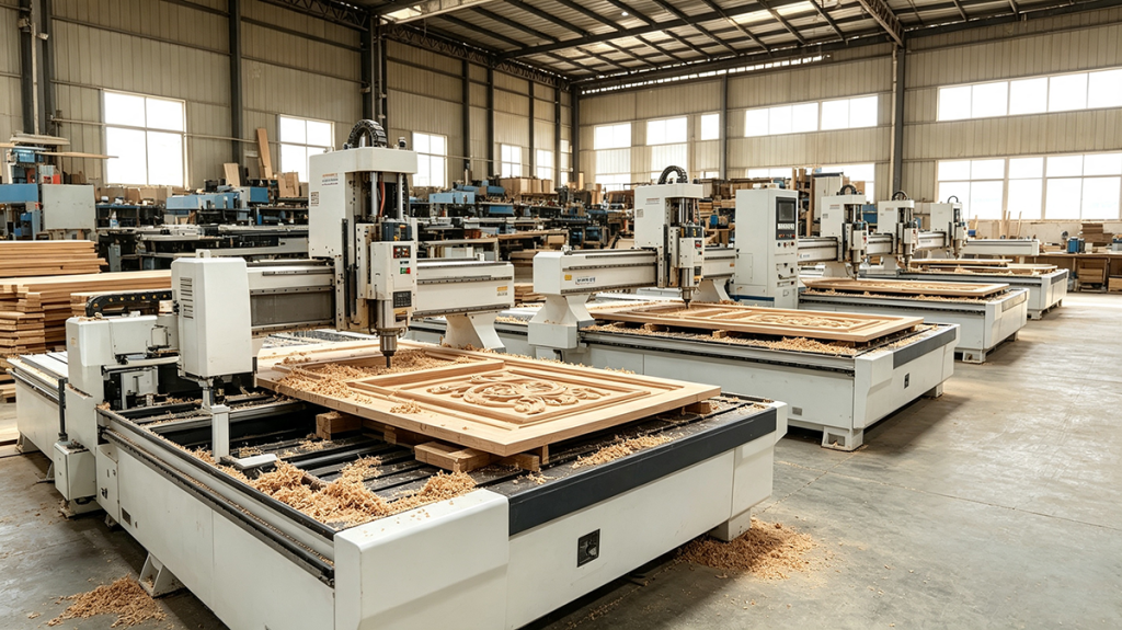 Multi-head CNC carving machines for precise solid wood display craft production