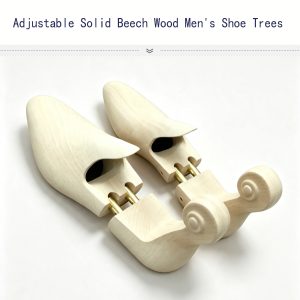 Adjustable solid beech wood men's shoe trees, brass metal connecting rod shoe shaper for leather dress shoes, anti-wrinkle shoe holder