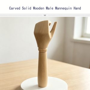 Carved Solid Wooden Male Mannequin Hand, Wooden Hand Model for Bag Display, Customizable