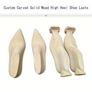 Unfinished beech wood shoe lasts set, pointed toe shoe molds with heel blocks for women high heel shoemaking, custom footwear making tools