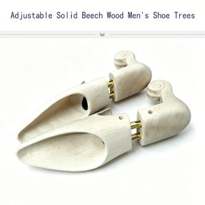 Open design adjustable solid beech wood men's shoe trees, brass tube stretch shoe shaper for formal leather shoes