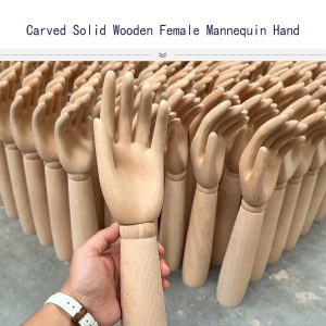 Carved solid wooden female mannequin hand, fixed fingers, jewelry display prop, customizable