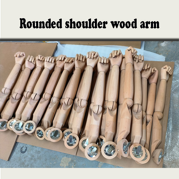 Bulk Male Rounded Shoulder Wooden Display Arms