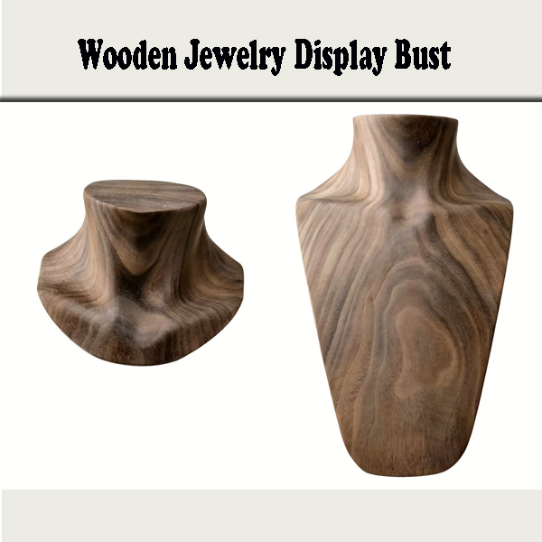 Wooden Jewelry Display Bust, Solid Wood Necklace Showcase Mannequin