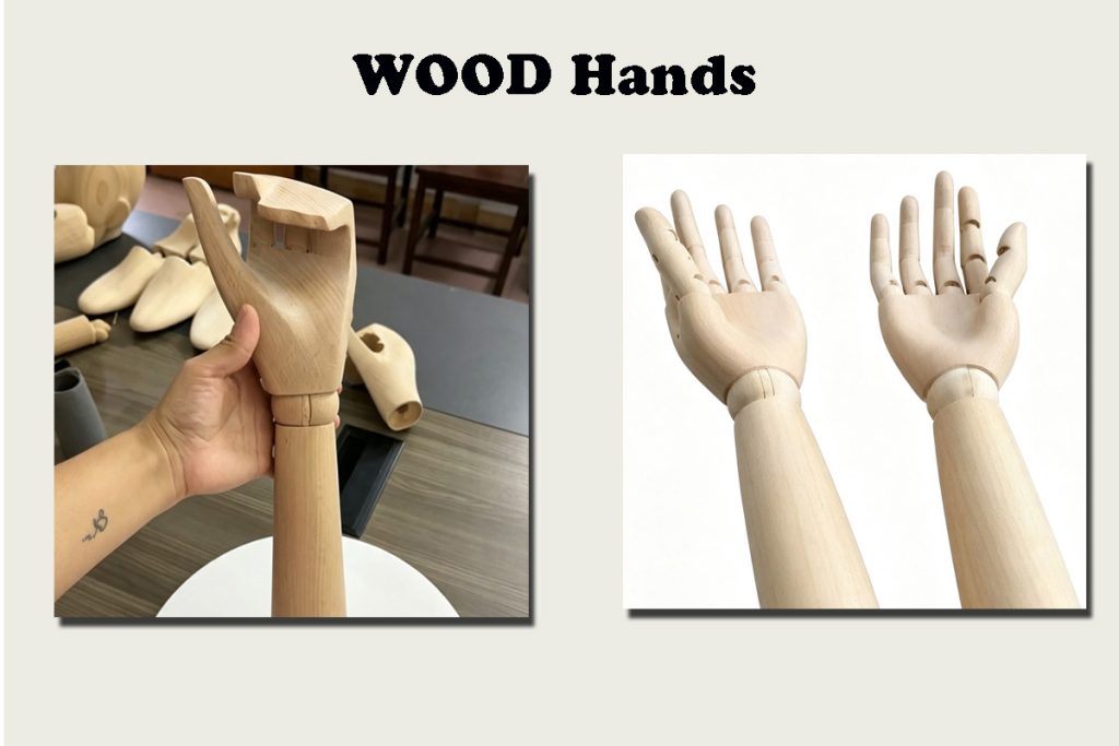Wood articulated mannequin hands, wooden display hands for jewelry & clothing showcase