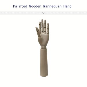 Painted beech wood articulated mannequin hand model with arm, flexible joints for display and art sketching