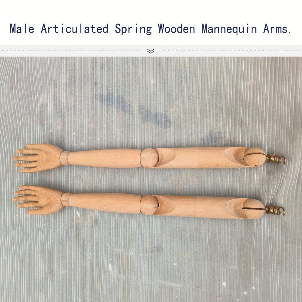 Male articulated spring wooden mannequin arms, custom size and style available