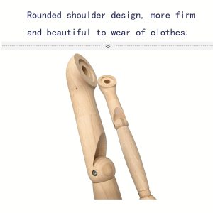 Wooden mannequin arms with rounded shoulder joint design, movable articulated wooden mannequin arms for dress form display