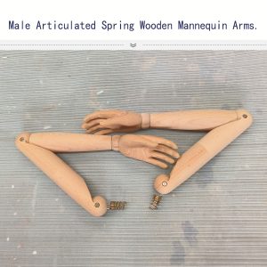Male bendable articulated spring wooden mannequin arms, custom sizes & styles available