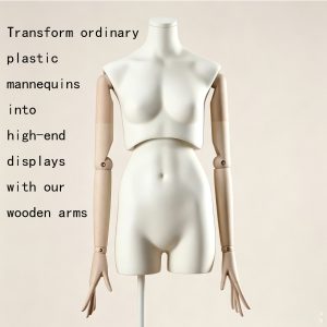 Premium Wooden Mannequin Arms for Female Plastic Mannequin, High-End Display Upgrade, Customizable