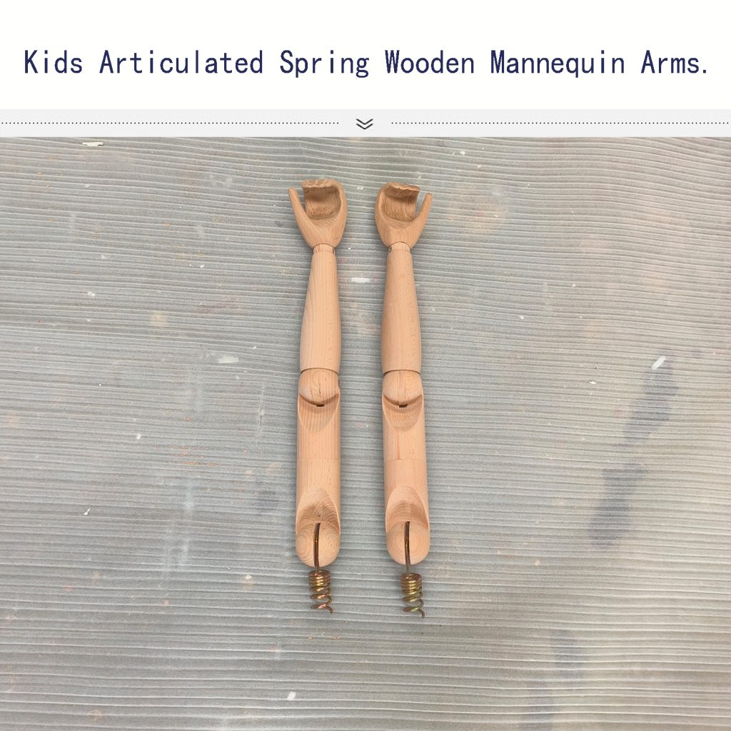 Kids articulated spring wooden mannequin arms, custom size, color & hand style available